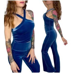 BEYOND YOGA Velvet Velour Flare Leggings Pants Cami Tank Matching Sexy Set Sz S